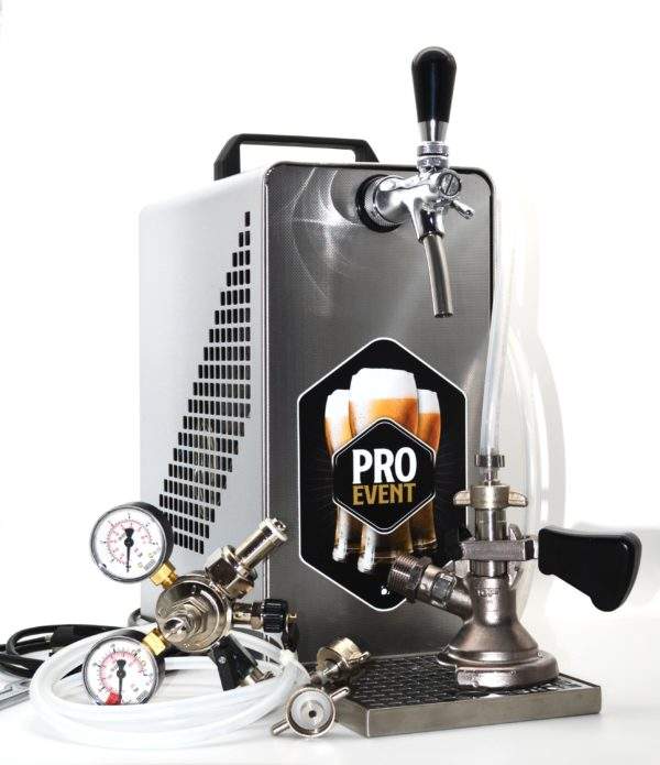 Komplettset - Trockenkühlgerät, OPREMA Bierkühler "Bierkoffer", 1-leitig, 25 Liter/Stunde Lieferung inkl. Tropfschale, Schankhahn und Zubehör (ohne CO2-Flasche)